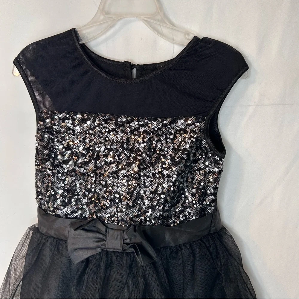 Zunie Black Dress with Silver Sequins and Bow
